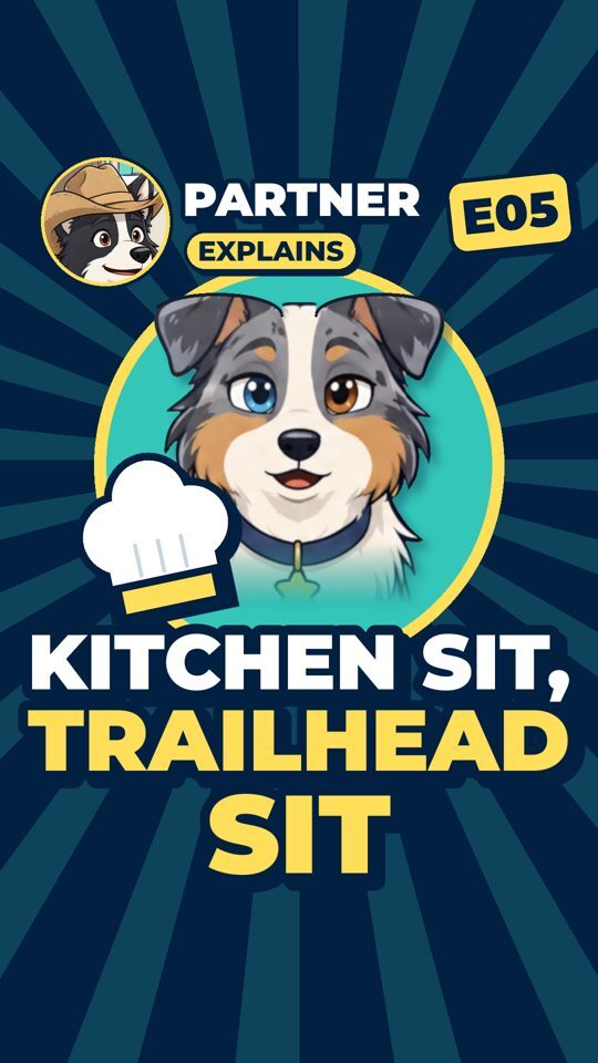 Partner Explains cartoon cover: Kitchen sit, trailhead sit.
