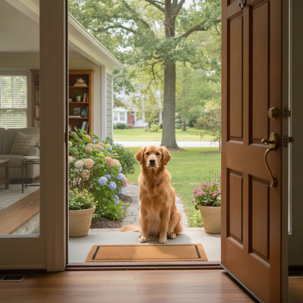 Door Bolting after training, calm and settled at home